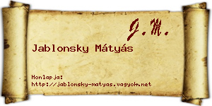 Jablonsky Mátyás névjegykártya